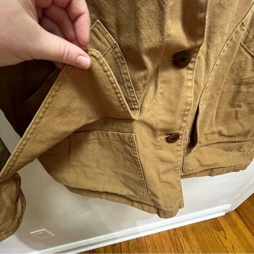 L.L. Bean Brown Canvas Jacket with Dark Green Corduroy Collar - Picture 5 of 10
